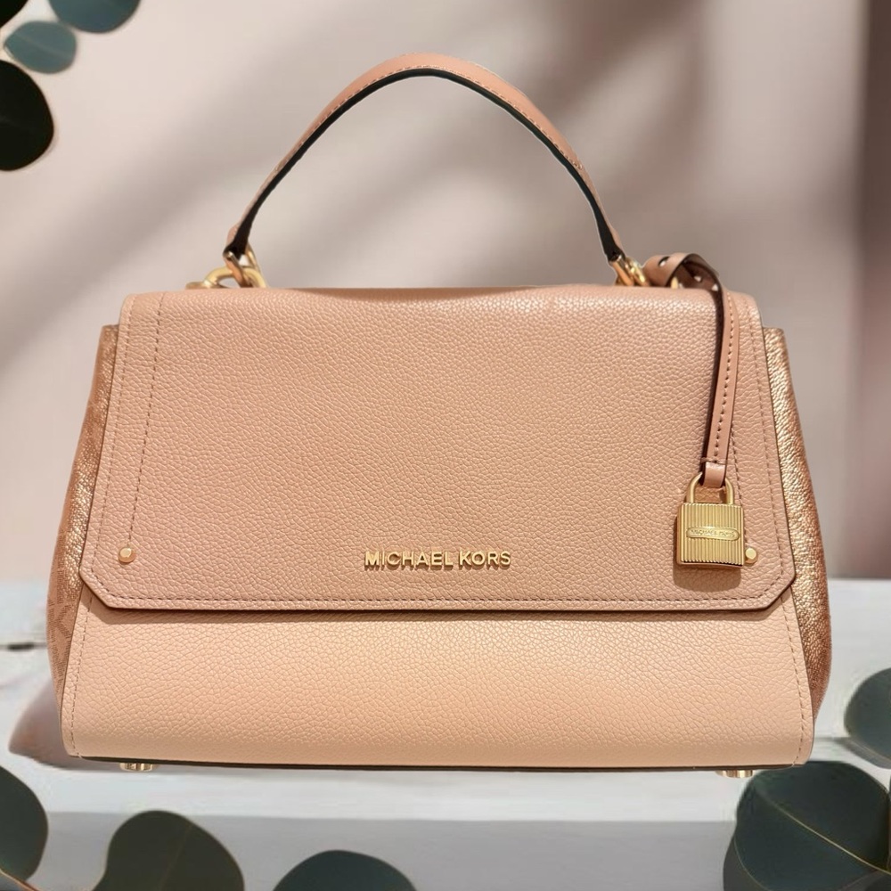 MICHAEL KORS Leather Medium Satchel Bag Ballet